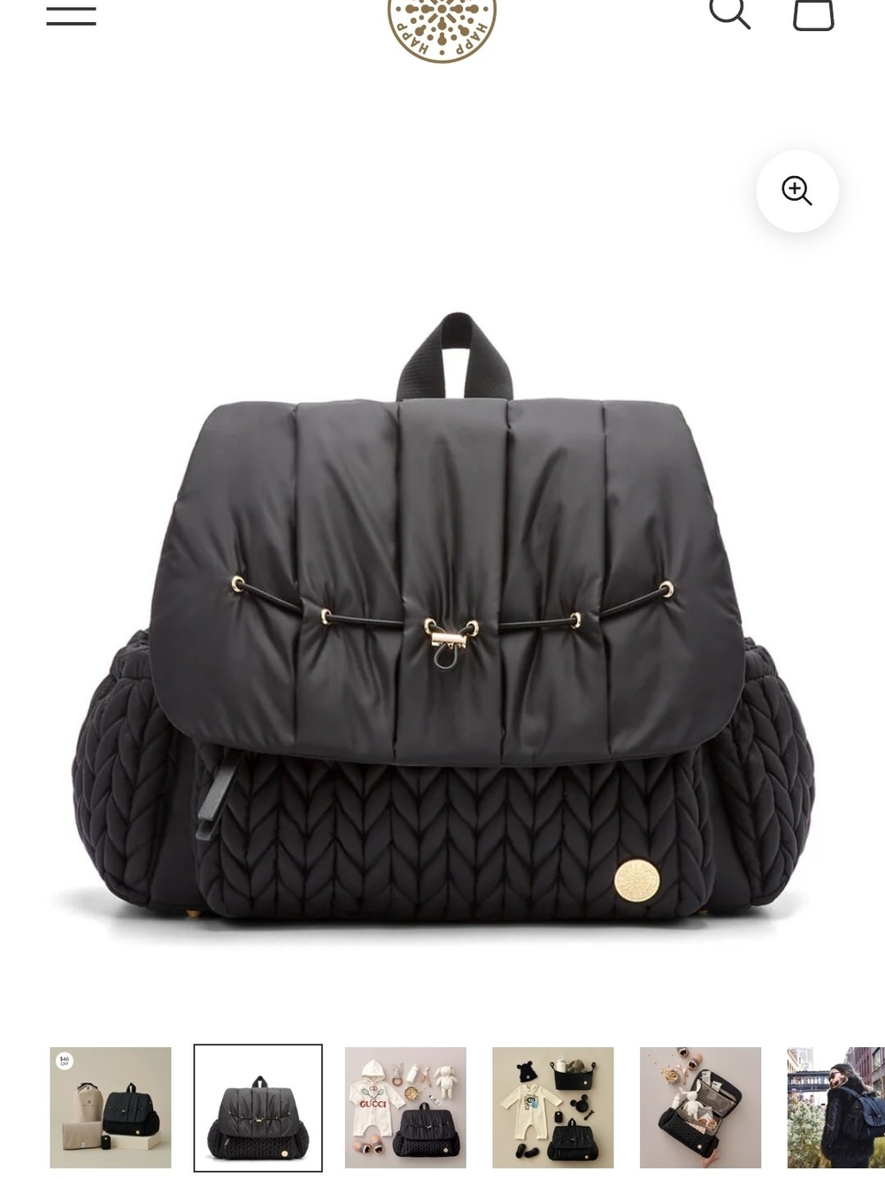 Quilted Puffer Backpack in Black - [Brand]